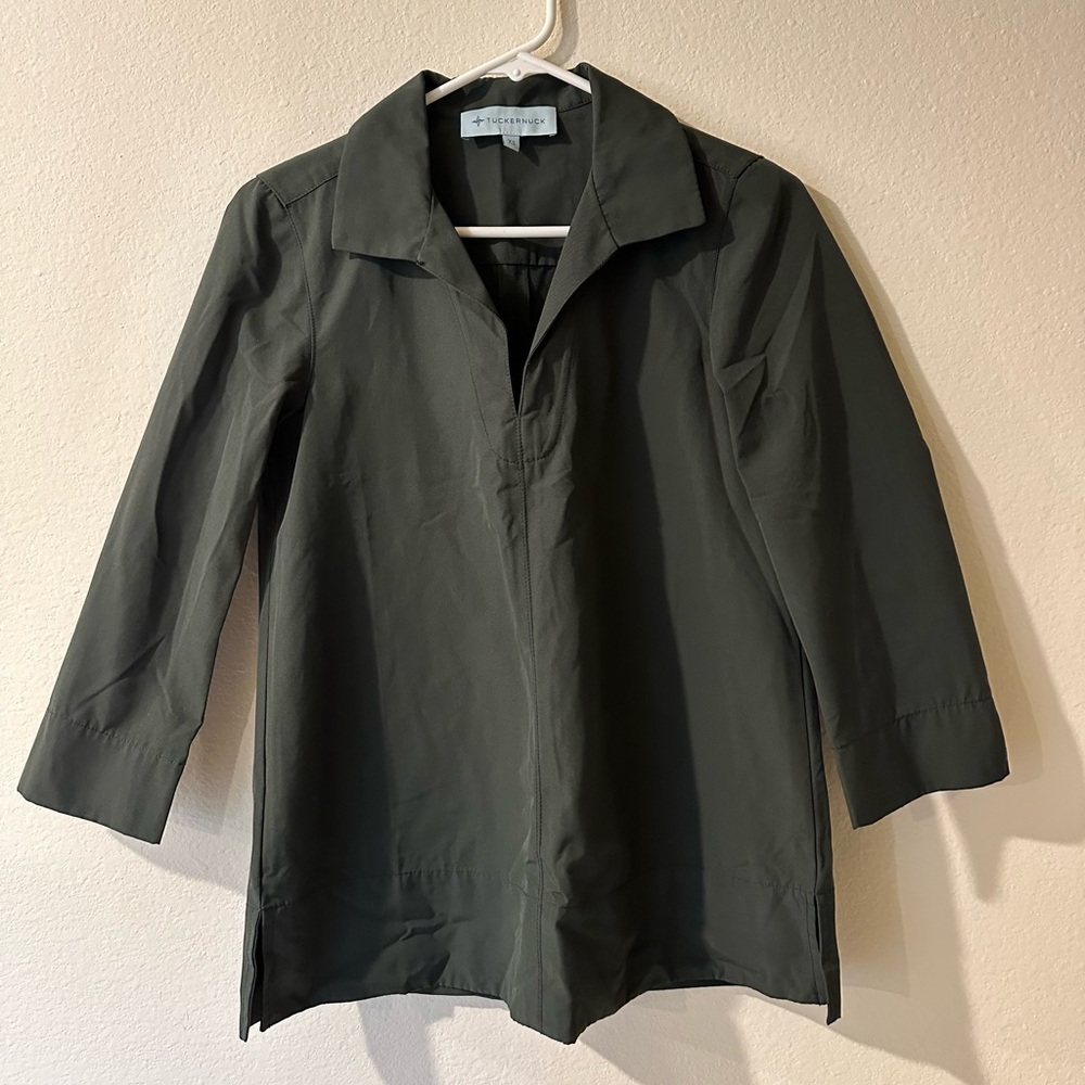 Tuckernuck dark olive blouse top